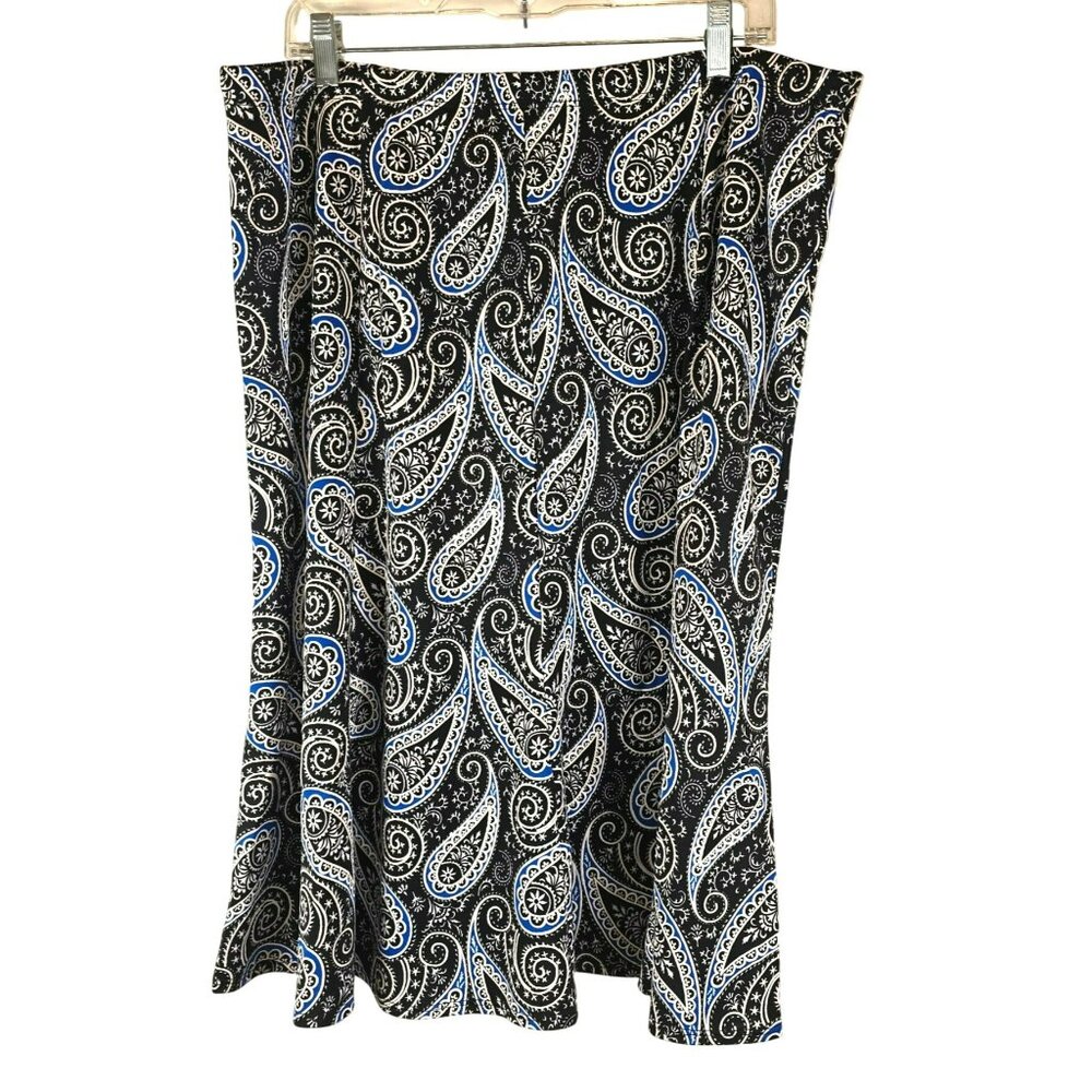 Paisley Print Skirt Flared Midi Womens Plus Size 3X By Ashley Blue  JH1767